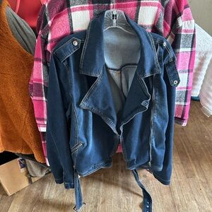 “ Judy blue”  size 3X jean jacket with attached belt at waist